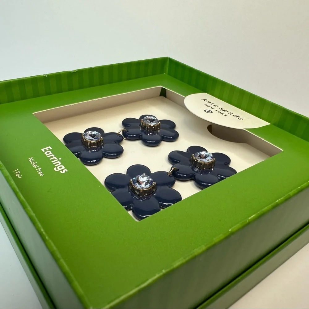Kate Spade x Target Navy Flower Earrings NIB